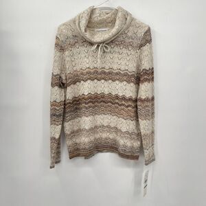 ALFRED DUNNER PETITE SIZE PL SWEATSHIRT PULLOVER STRIPE POINTELLE ST MORITZ KNIT